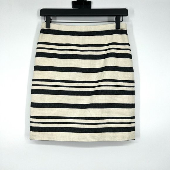 J. Crew Dresses & Skirts - J.Crew Skirt Beige Blue Double Striped Pencil Lined